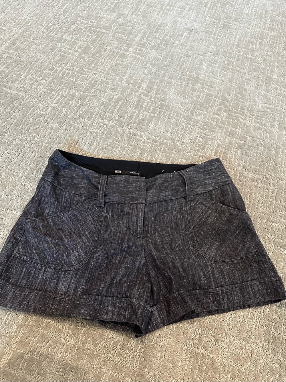 Maurices Dark Gray Textured Jean-Style Shorts